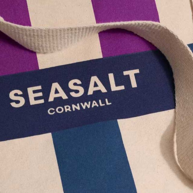 Seasalt Cornwall Canvas Tote Bag - Split Stripe Wild Orchid image number 1